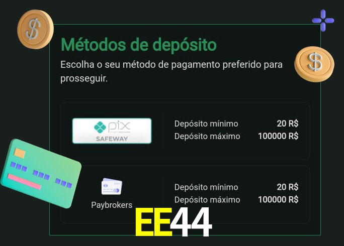 O cassino EE44 oferece uma grande variedade de métodos de pagamento